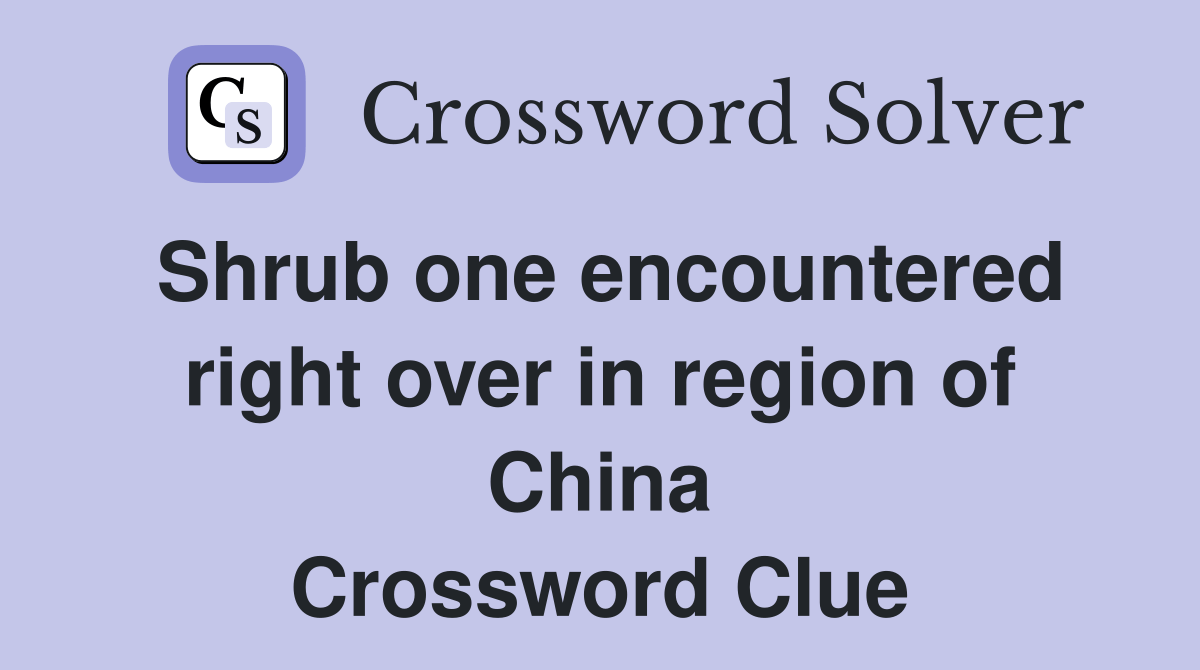 Shrub one encountered right over in region of China Crossword Clue